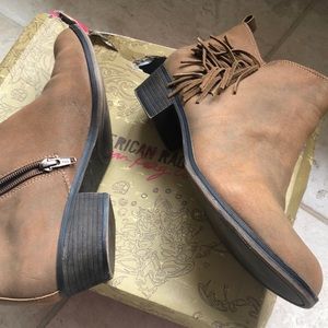 American Rag brown fringe ankle boots Size 8
